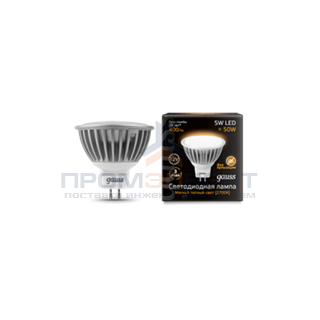 Лампа Gauss LED MR16 GU5.3 5W SMD 12V 2700K FROST 1/10/100
