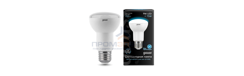 Лампа Gauss LED Reflector R63 E27 9W 4100K 1/10/40