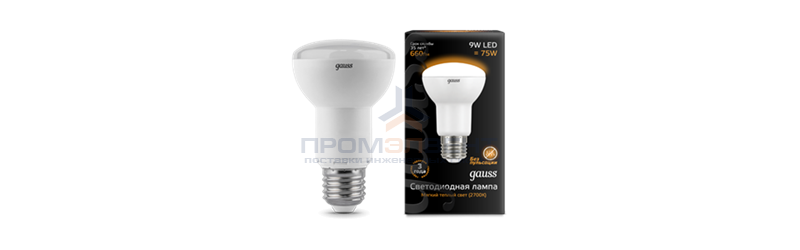 Лампа Gauss LED Reflector R63 E27 9W 2700K 1/10/40