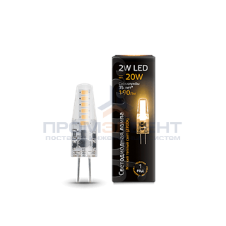 Лампа Gauss G4 AC220-240V 2W 190lm 2700K силикон LED 1/10/200