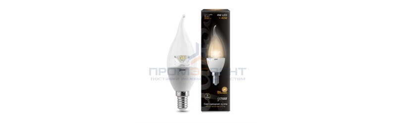 Лампа Gauss LED Candle Tailed Crystal Clear E14 4W 2700K 1/10/50