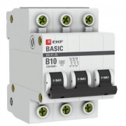 Автоматический выключатель EKF Basic ВА 47-29 3P 10А (B) 4,5кА (автомат электрический)