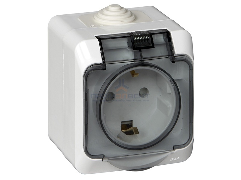 Розетка с/з Этюд IP44 белая [уп 12шт]