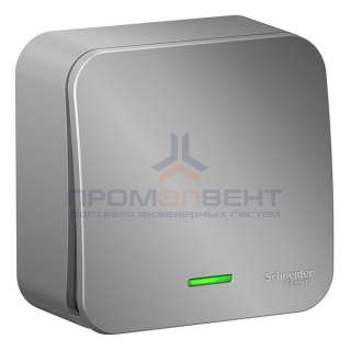 Выключатель 1-клавишный с подсветкой (cх.1) Blanca Schneider Electric 10А 250В алюминий из.пластина