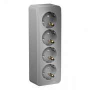 Розетка 4-ая с заземлением со шторками Blanca Schneider Electric 16А 250В алюминий изол.пластина