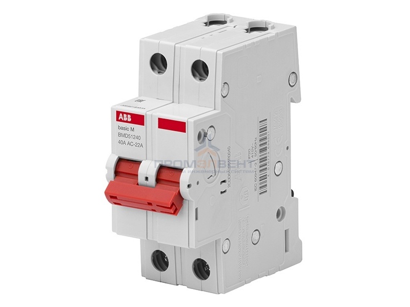 Выключатель нагрузки ABB Basic M 2P 40A (рубильник модульный) BMD51240